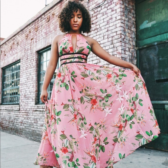 Express Floral Tropical Strappy Maxi 